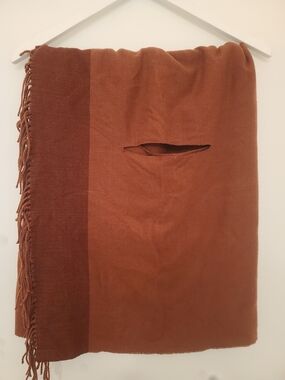 Rust Brown Fringe Wrap Scarf